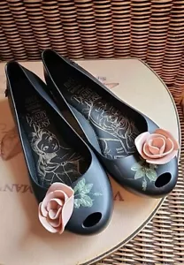 Mini Melissa Disney Beauty and the Beast Belle Ballet Flats shoe size 2 Usa - Picture 1 of 13