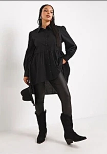 Simply Be Black Dipped Back Smock Shirt New with Tags RRP £26 Size 18 - Picture 1 of 2