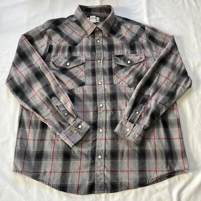 Duke Haband Mens Large Pearl Snap Button Up Shirt Large Gray plaid Long Sleeve - Image 1 of 4