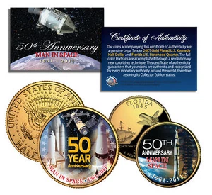 MAN IN SPACE * 50th Anniversary* Florida Quarter & JFK halber Dollar US 2-Münzset - Bild 1 von 1