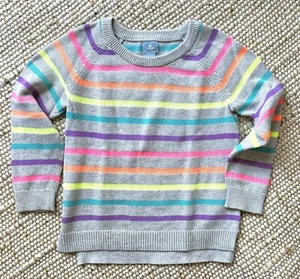 Baby Gap Rainbow Striped Sweater Size S 4 Charcoal Gray Crewneck - Picture 1 of 5