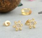 Natural Diamond Round Cut 0.2Ct Beautiful Snowflake Stud Earring 14K Yellow Gold