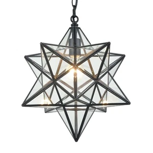 16'' Large Moravian Star Pendant Light Clear Glass Hanging Star Lights on Chain - Picture 1 of 7