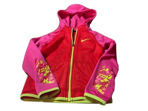 Nike Dri Fit Girls Pink/Yellow Full Zip Hoodie! Size 6 - Picture 1 of 4