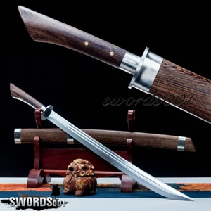 34'' Kung Fu Broadsword Rosewood Sword Machete Sharp High Manganese Steel Blade - Picture 1 of 13