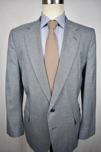1980-90's Warren Sewell Light Blue Striped Wool Blend Two Piece Suit Size: 42R - Picture 1 of 12