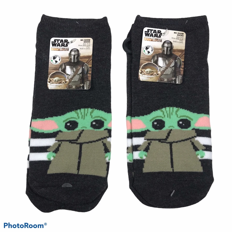 Star Wars 2pack Baby Yoda No Show Socks Black Womens 4-10 2 Pair