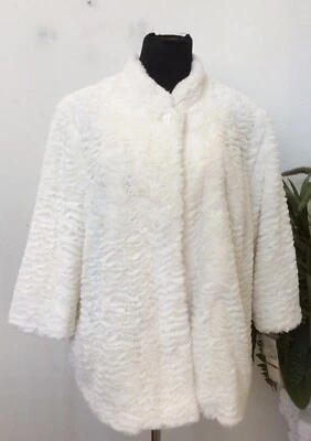NWT Alfred Dunner Classics Women’s Ivory Faux Fur Winter Jacket Size 16W  $84 - Image 1 of 4