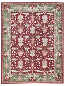 Hand Tufted Handmade Traditional Style Multi Red 100% Woolen Area Rug - Picture 1 of 12