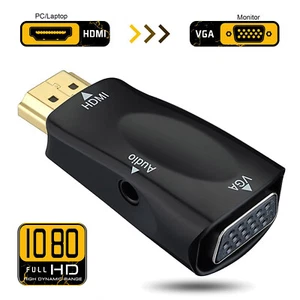 Adaptateur HDMI Mâle vers VGA Femelle avec Câble Audio 3,5mm Convertisseur Plaqué Or US - Photo 1 sur 13