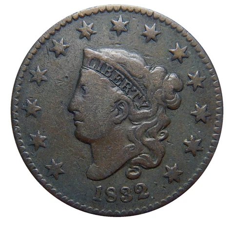 Large cent/penny 1832 Newcomb 3 mid grade collector coin Cover