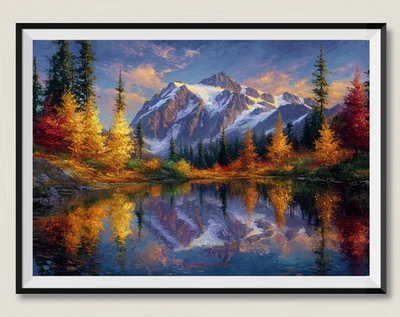 Autumn in Reflection - CHart Counted Cross Stitch Patterns Needlework DMC Color - Image 1 of 2