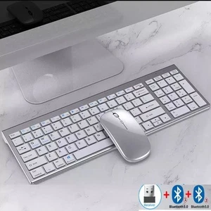 3 tryby bezprzewodowej klawiatury i myszy zestaw akumulator do laptopa PC pełnowymiarowy - Zdjęcie 1 z 15