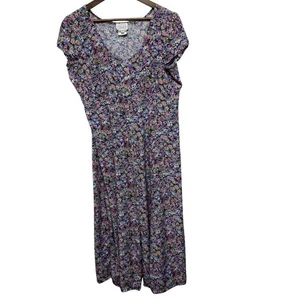 Vestido Moda Internacional 16 Vintage Años 90 Colorido Ditzy Floral Botón Frontal Midi - Imagen 1 de 10