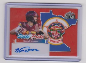 2025 Leaf Metal Red State Pride Max Brosmer Auto #14/15 Minnesota Vikings - Picture 1 of 2