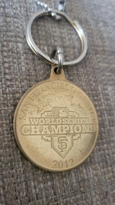 GIANTS Metal KEY CHAIN 2012 BASEBALL WORLD SERIES 2 sided 108th Edition bonds - Image 1 of 2