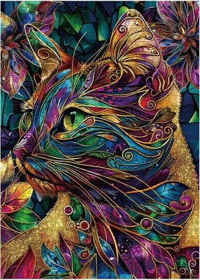 Colorful Cats Puzzles Painting for Adults 1000 Pieces, Animal Art Jigsaw Puzzles - Image 1 of 4