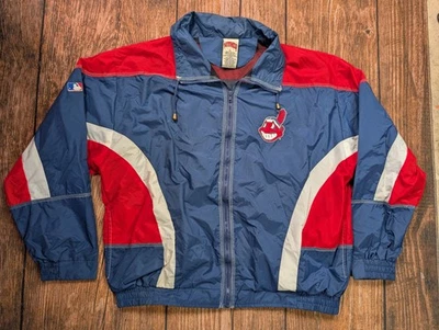 Chaqueta cortavientos vintage rara nuez moscada Cleveland Indians cremallera completa talla XL Wahoo Foto 1 de 4