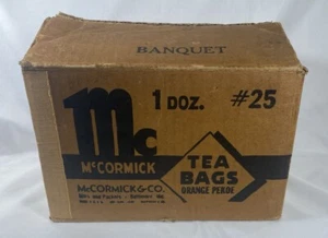 Vintage Cardboard McCormick Shipping / Store Box Orange Pekoe Tea Bags - Picture 1 of 14