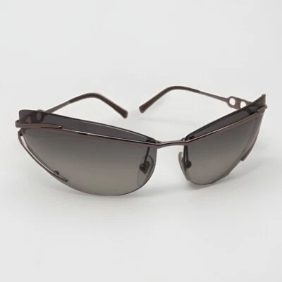 Gafas de sol Salvatore Ferragamo Y2K esculpidas en metal gris azul lentes HECHAS EN ITALIA Foto 1 de 4