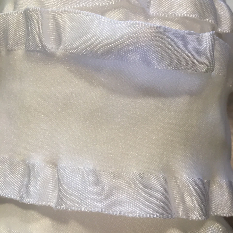 2 1/4" Wide White Double Ruffle Ribbon 5 Yards Bow Making Girly Dress Up Preppy - Image 1 of 1