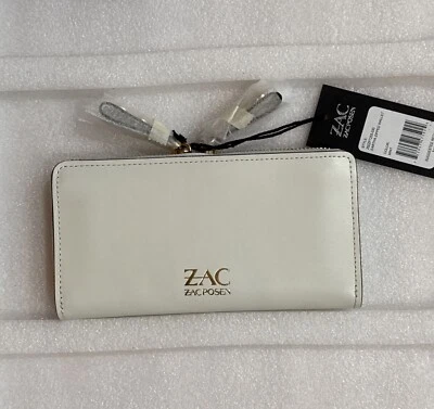 ZAC Zac Posen Eartha Zipped Leather Wallet Pearl Accents Lady Mint  MSRP $195 - Image 1 of 4