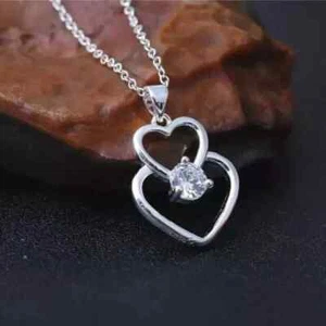 1Ct Round Cut Heart Beauty Pendant 14K White Gold Plated Lab Created Diamond - Picture 1 of 8