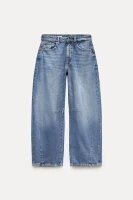 BNWOT: TRF BAGGY BALLOON MID-RISE JEANS from ZARA: Size:12(40): Light Blue - Image 1 of 4