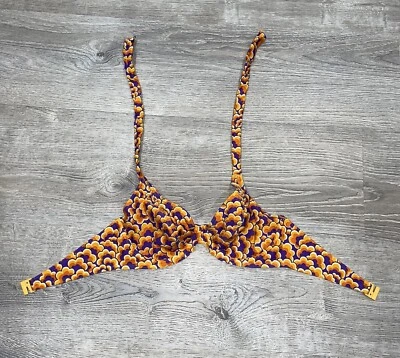 Freya Fever Underwired Plunge Bikini Top US 32E EU 70E Hippy Orange Purple EUC - Image 1 of 4