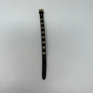 Pulsera de cuero adornada con espiga Rockstud enchapada en platino Valentino Garavani - Imagen 1 de 4