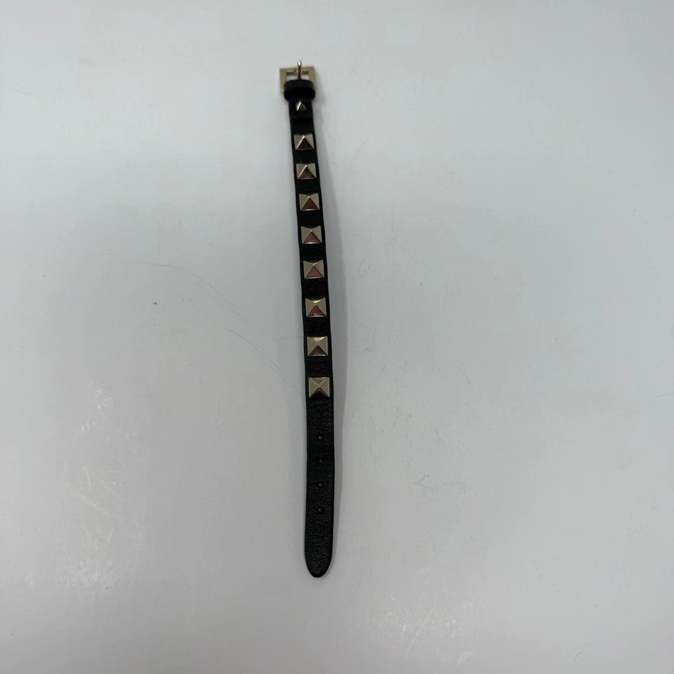 Pulsera de cuero adornada con espiga Rockstud enchapada en platino Valentino Garavani Foto 1 de 4