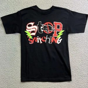 SHHH Brand Men Stop Snitching Graphic T-Shirt Black Size Small - Picture 1 of 6