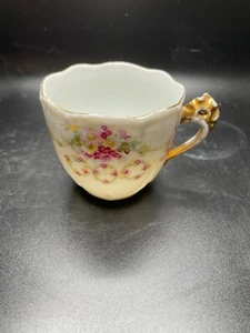 RARE Antique Tea Cup 1890s Wielman Pre-Shelley C264 Porcelain Floral Gold Trim - Picture 1 of 12