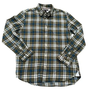 Tommy Hilfiger Mens Regular Brushed Plaid Shirt Green small button collar new - Picture 1 of 2