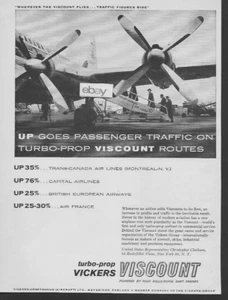 TCA TRANS CANADA VICKERS VISCOUNT TURBOPROPS 35% VERKEHRSSTEIGERUNG 1957 AD - Bild 1 von 1
