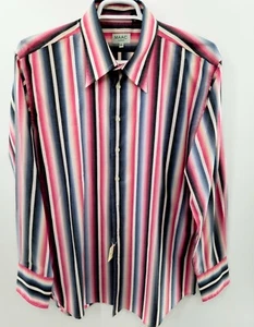 NWT MAAC LONDON Striped Button Up Long Sleeve Elegant Dress Shirt Sz 2XL - Picture 1 of 12