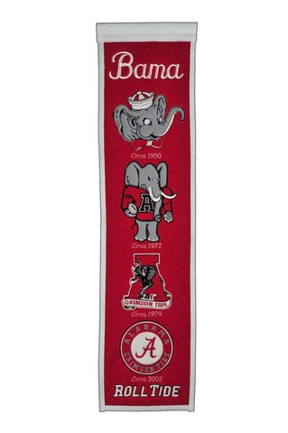 ALABAMA CRIMSON TIDE EMBROIDERED WOOL HERITAGE BANNER 8"X32" NCAA LICENSED Cover
