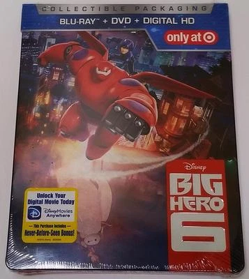NEW DISNEY BIG HERO 6 BLU RAY + DVD 2 DISC TARGET EXCLUSIVE STEELBOOK LIMITED - Image 1 of 4