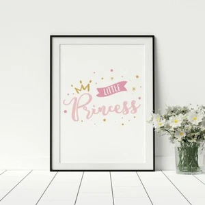 Kleine Prinzessin rosa Kunstwerk Mädchenzimmer Kaligraphie Stil Poster Spielzimmer - Bild 1 von 5
