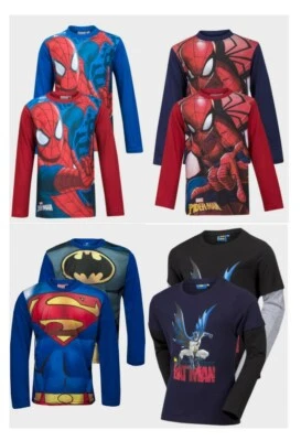 Boys Officially Licensed Marvel DC Comics Long Sleeve T-Shirt Free P+P