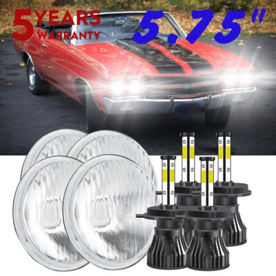 Faróis de LED redondos feixe alto baixo 5,75" para Ford Thunderbird Ranchero 1958-1976 - Imagem 1 de 4