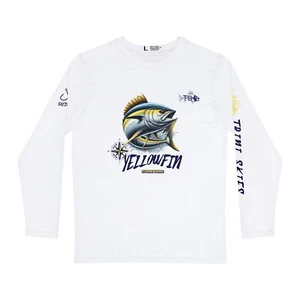 Camisa de Pesca de Atún Aleta Amarilla Manga Larga, Unisex 100% Poliéster Equipo de Rendimiento - Imagen 1 de 29