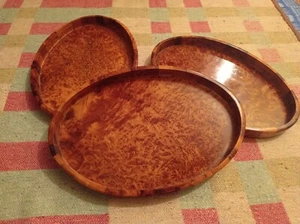 3 Pics two trays made of thuya burl wooden, handmade Morocco, new trays 2024 - Picture 1 of 5