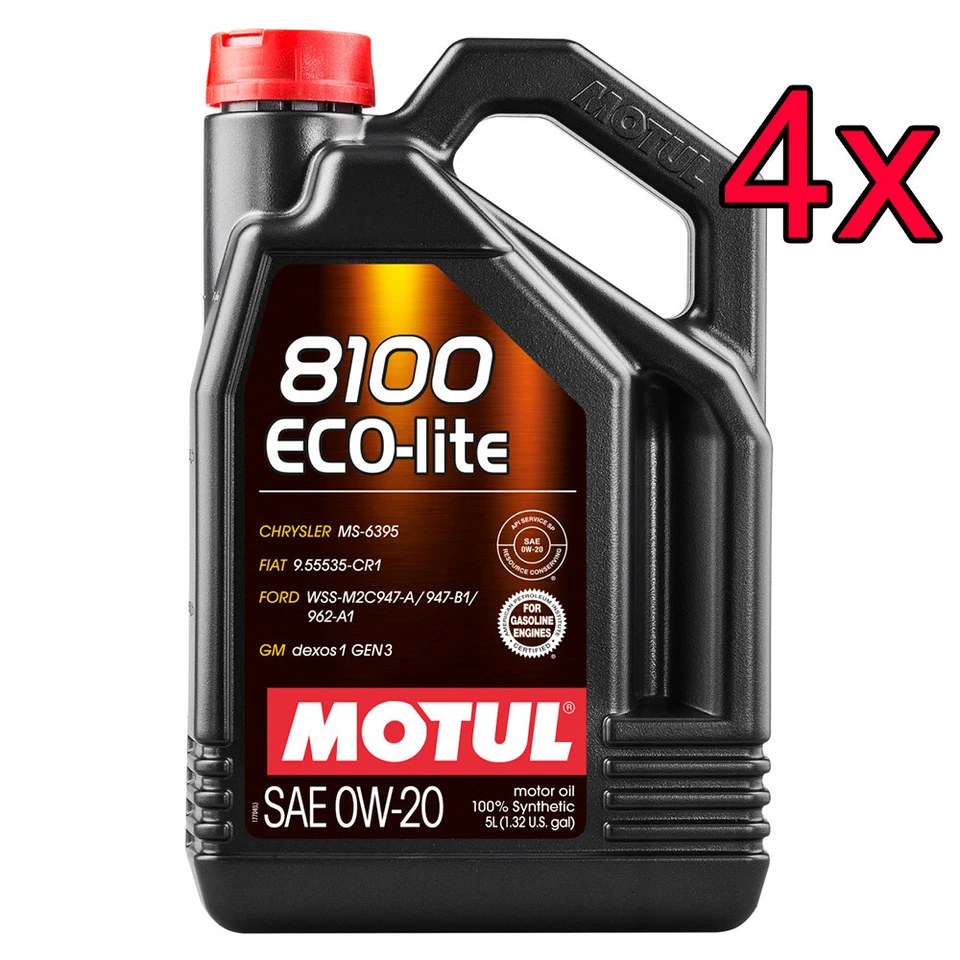 [Case of 4] Motul 8100 ECO-Lite Full Synthetic 0W-20 Engine Motor Oil 5L - Image 1 of 1