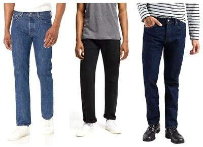 BRANDED Jeans uomo Levi’s 501 vestibilità originale gamba dritta bottoni mosca pantaloni denim classici