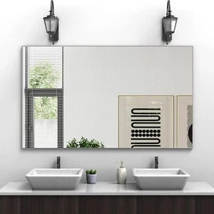 60"x36" Big Bathroom Mirror for Wall,Silver Modern Wall Rectangle Aluminum Frame - Picture 1 of 6