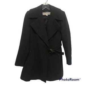 Trina Turk grauer Wollmantel mit Gürtel Erbsen Größe 0 - Bild 1 von 10