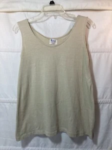 Vintage 60s Contoure International Quality Mills Basic Tank Top Beige Size Large - Picture 1 of 10