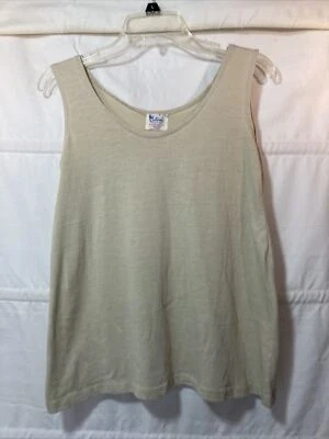 Camiseta sin mangas básica vintage años 60 Contoure International Quality Mills beige talla grande Foto 1 de 4