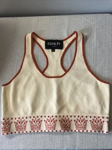 ROYALTY BY MALUMA Womens Ivory Cropped Sleeveless Scoop Neck Tank Top m - Picture 1 of 4